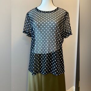 Kim & Cami Black Sheer Short Sleeve Blouse Size XL EUC